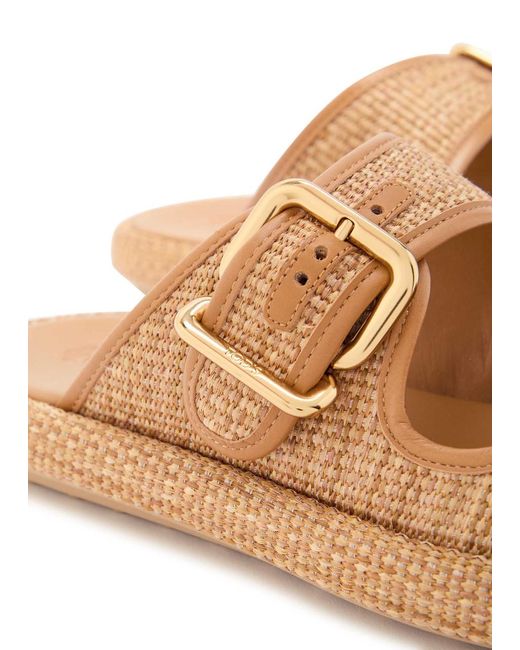 Tod's Brown Straw Sandals
