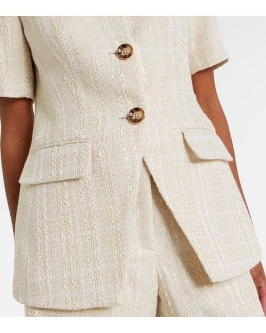 Veronica Beard White Bodie Cotton-Blend Tweed Jacket