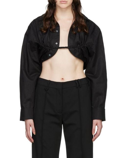 Jacquemus Black Machou Cropped Long-Sleeved Top