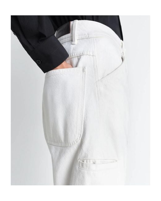Lemaire White Twisted Workwear Pants for men