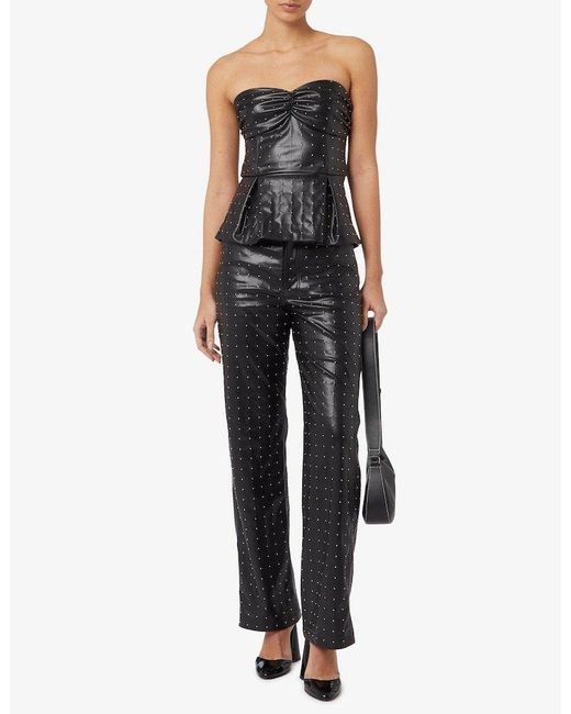 ROTATE BIRGER CHRISTENSEN Black Riveted Casual Pants