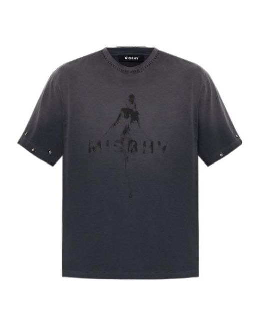 M I S B H V Blue Short-Sleeved Crewneck T-Shirt for men