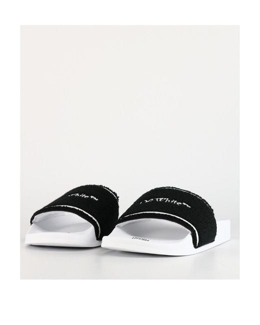 Off-White c/o Virgil Abloh Black Logo-Embroidered Slides for men