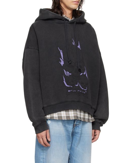 Acne Gray Skull Printed Drawstring Hoodie for men