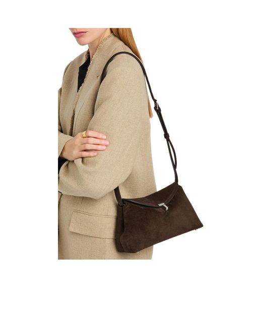 Totême Brown T-Lock Suede Clutch