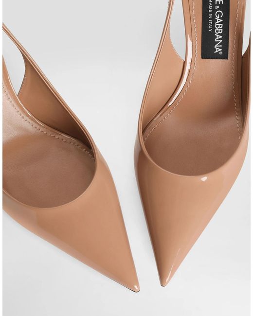 Dolce & Gabbana White Patent Slingback Pumps