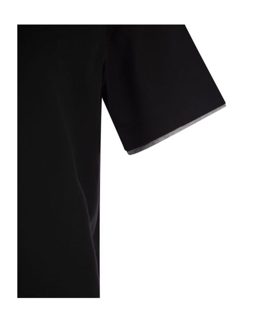Brunello Cucinelli Black Layered-Effect Crewneck T-Shirt for men