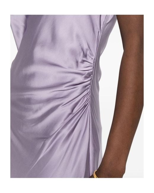 Liu Jo Purple Cowl-Neck Draped Midi Dress