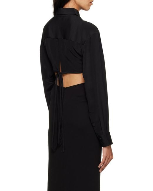 Christopher Esber Black Tied-Waist Cropped Shirt