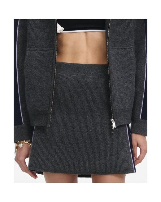 Self-Portrait Black Ribbed Knit Mini Skirt