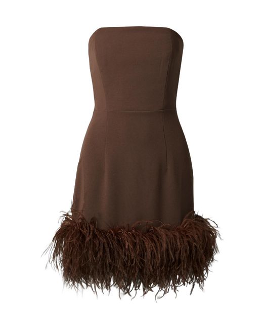 16Arlington Brown Minelli Strapless Feather-Trimmed Crepe Mini Dress