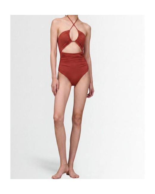 Magda Butrym Red Cut Out One Piece Swimsuit