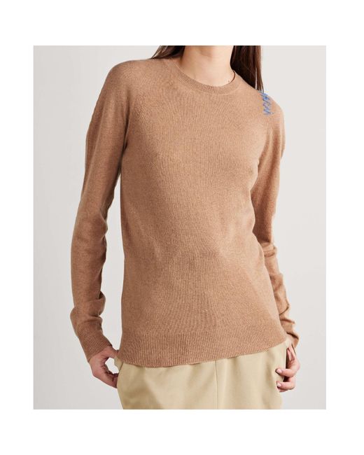 Marni Brown Embroidery Blended Sweater