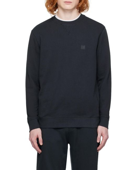 Boss Blue Crew-Neck Sweatshirt for men