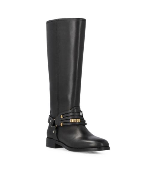 Pinko Black Logo Detail Flat Boots
