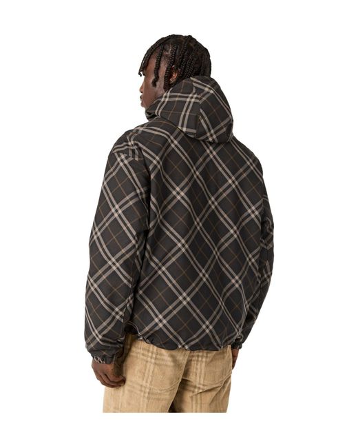 Burberry Gray Checkered Hooded Jacket for men