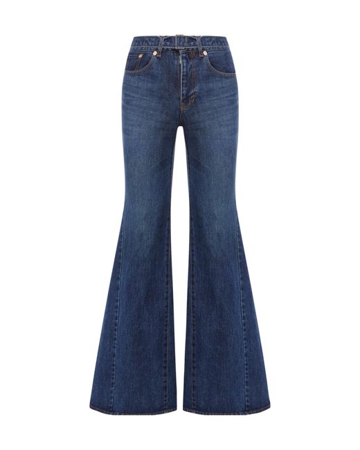 Sacai Blue Low-Rise Flared Jeans