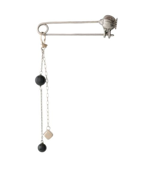 Lemaire White Thistle Bead Safety-Pin Brooch