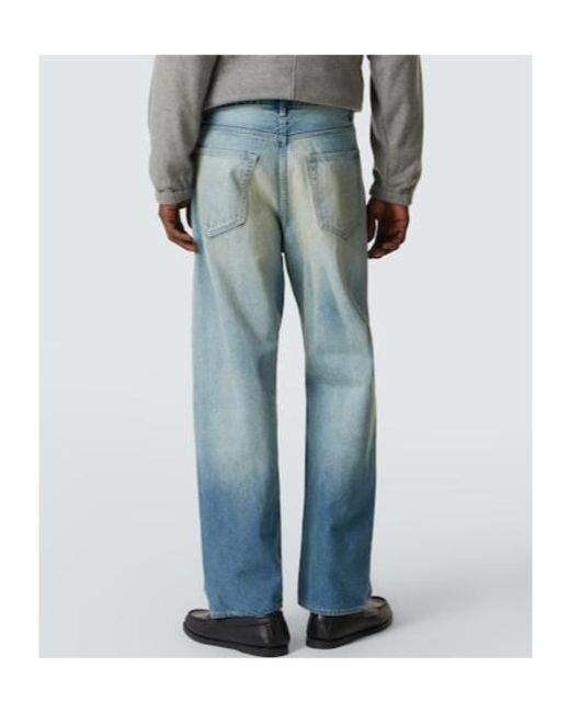 Auralee Blue Faded Wide-Leg Jeans for men
