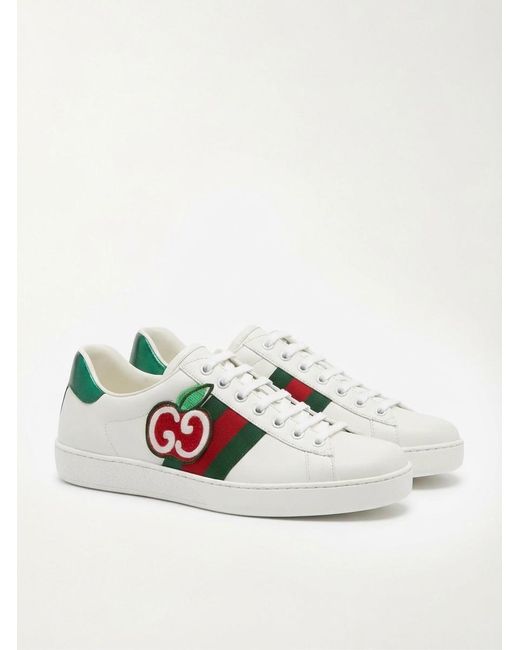 Gucci White Gg Apple Ace Sneakers for men
