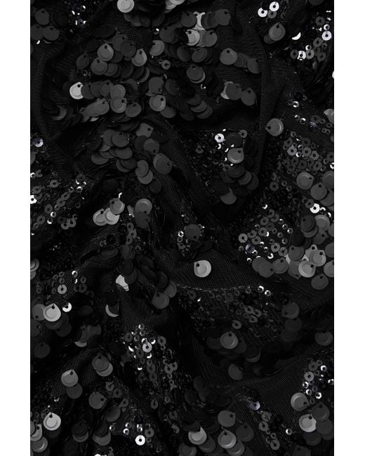 ROTATE BIRGER CHRISTENSEN Black Pleated Sequin Embellishment Dress