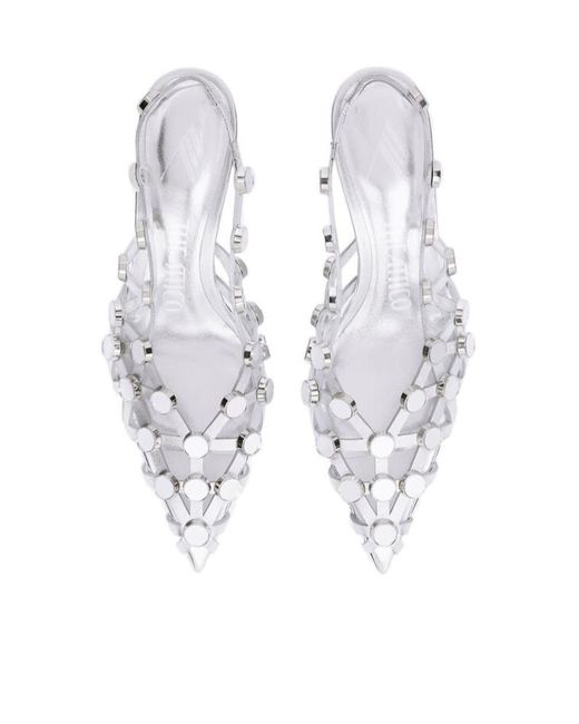 The Attico White The Grid Slingback Pumps