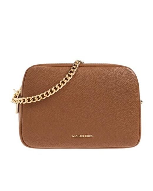 MICHAEL Michael Kors Brown Chain-Strap Leather Tote Bag