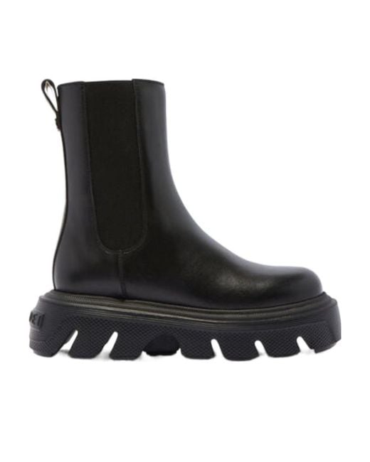 Casadei Black Generation C Round Toe Ankle Boots