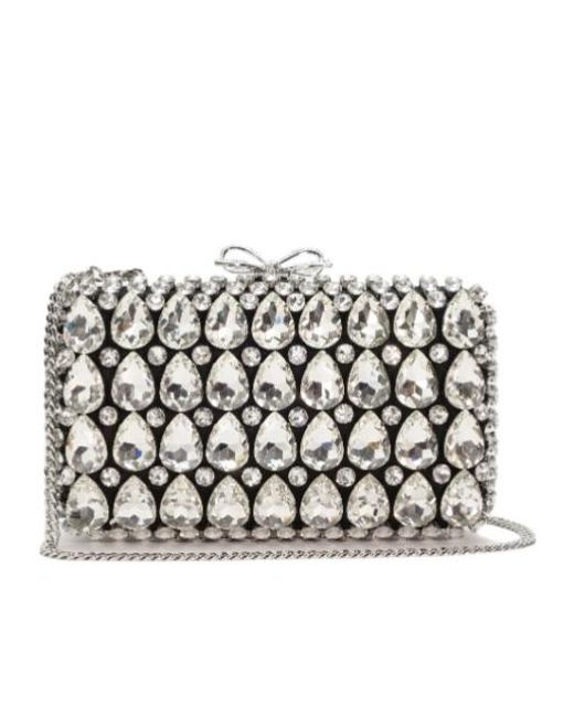 Self-Portrait Black Bow Embellished Clutch Bag