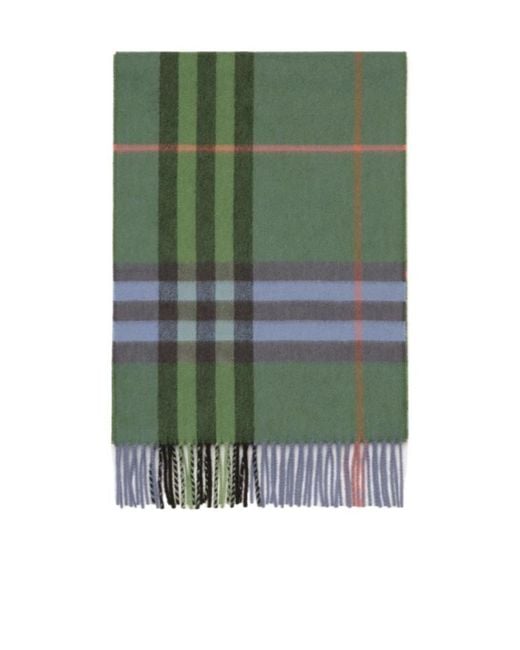 Burberry Green Check Cashmere Scarf for men