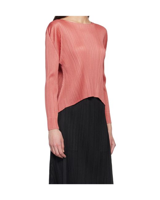 Pleats Please Issey Miyake Orange Pleated Knit Top