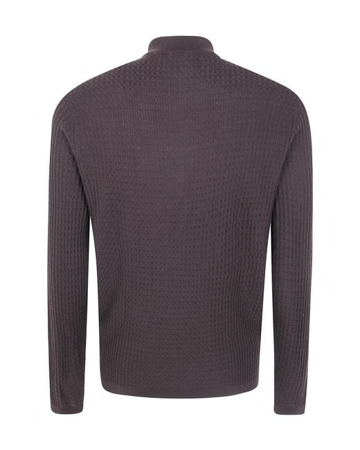 Emporio Armani Purple Long-Sleeved Zipped Cardigan for men