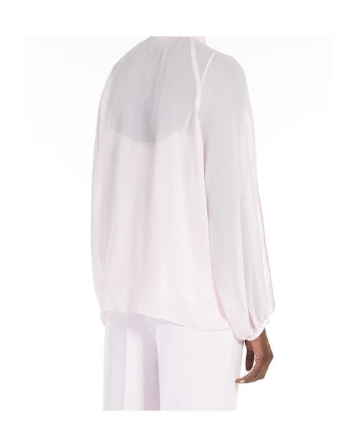 Max Mara Pink Bow Tie Long-Sleeved Shirt