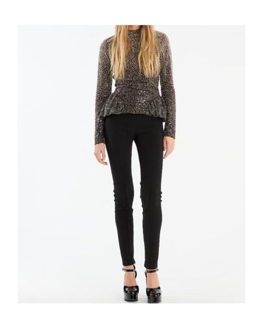 ROTATE BIRGER CHRISTENSEN Brown Embellished Long-Sleeved Top