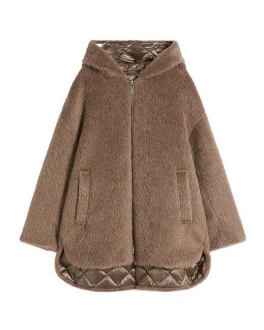 Max Mara Brown The Cube Spacefe Quilted Hooded Jacket