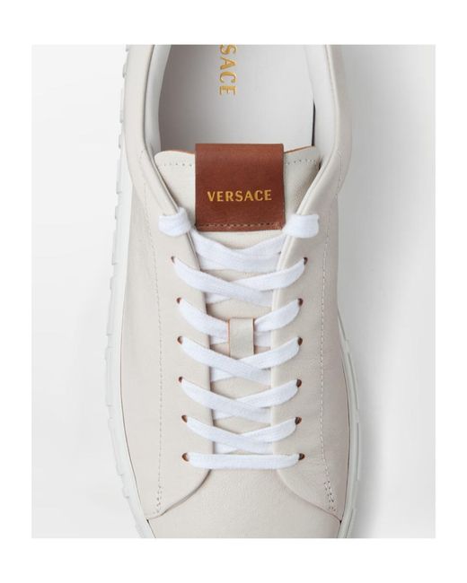 Versace White Greca Lace-Up Sneakers for men