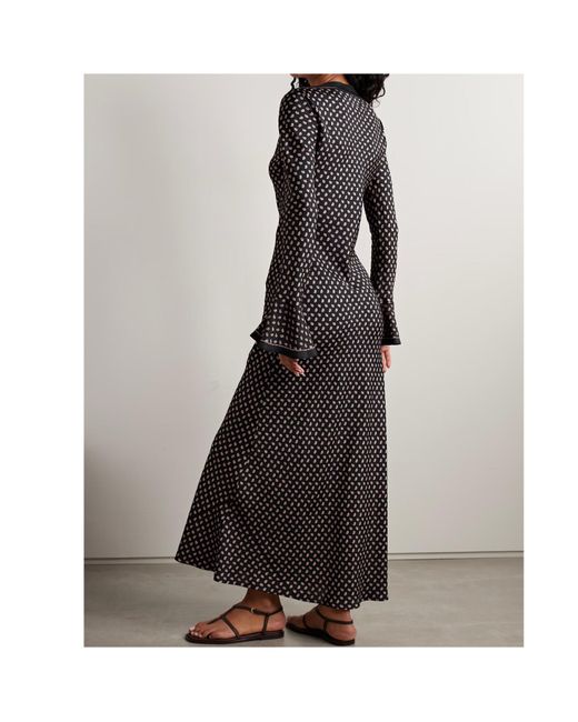 Doen Black Davina Paisley-Print Silk-Blend Twill Midi Dress