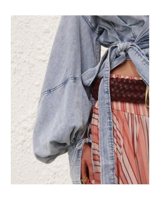 Zimmermann Blue Rebellion Denim Wrap Top
