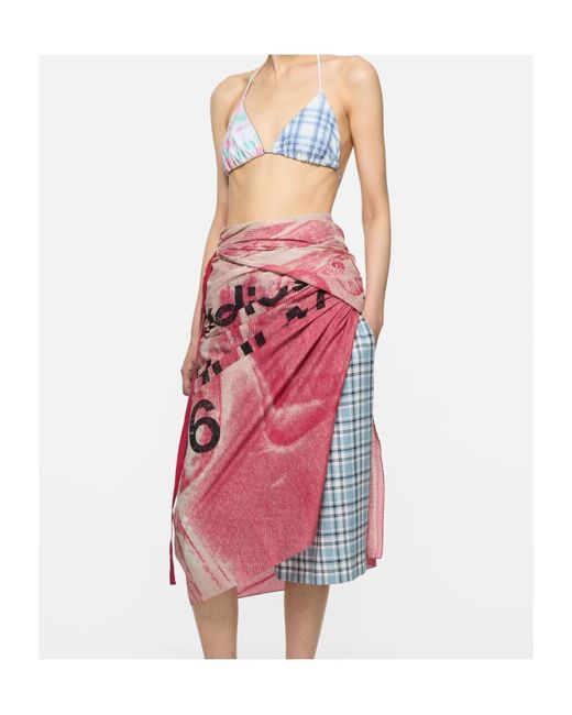 Acne Pink Thin Printed Scarf