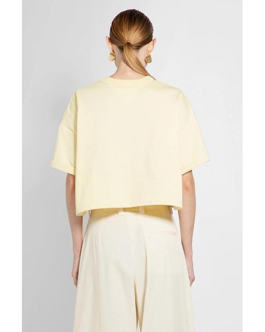 Bottega Veneta Natural Cropped Crewneck T-Shirt
