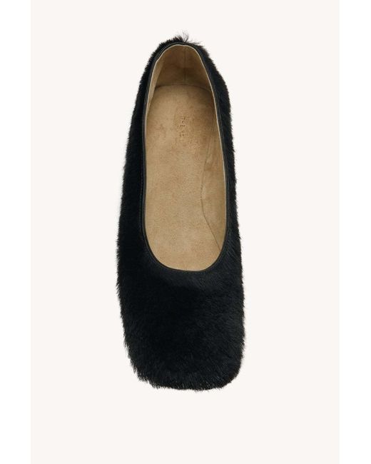The Row Black Square Block Heeled Ballet Flats