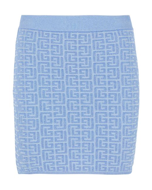 Balmain Blue Knit Short Skirt