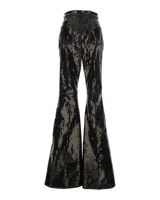 Rick Owens Black 'Bolan' Flared Rhinestoned Jeans With Wide Leg