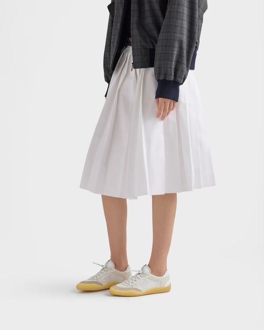 Prada White Leather-Mesh Speedrock Sneakers
