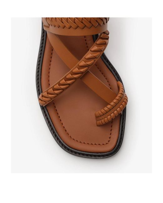 Burberry Brown Baez Whipstitch Flat Sandals