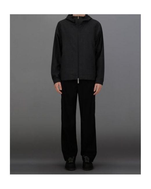 Herno Black Hooded Zip-Front Jacket for men