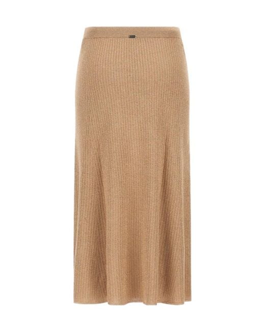 Herno Natural Ribbed Midi Skirt