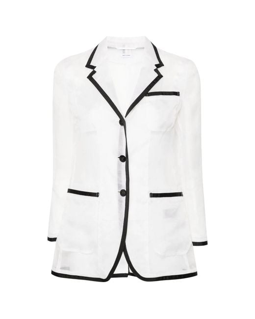 Thom Browne White Semi-Sheer Organza Blazer