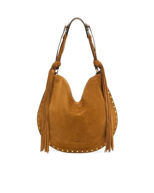 Isabel Marant Brown Oskan Fringed Soft Hobo Bag