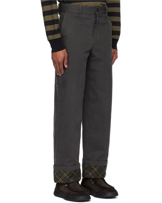 Burberry Black Logo Embroidered Straight Leg Trousers for men